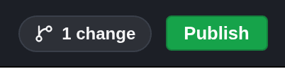 The counter 1 change and the green Publish button in the top bar