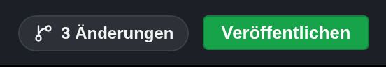 Der Zähler 3 Änderungen und die grüne Schaltfläche Veröffentlichen in der oberen Leiste des Editors