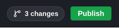 The counter 3 changes and the green Publish button in the top bar of the editor