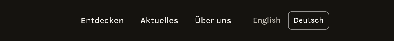 The header of the website in German with the menu and the language switch English and Deutsch, Deutsch selected